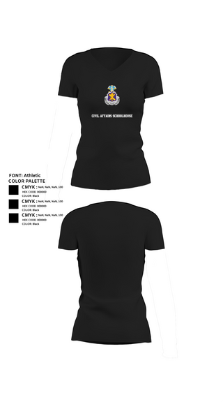 Womens Short Sleeve Vneck Shirt, Civil Affairs Schoolhouse, , Teamtime, Team time, sublimation, custom sports apparel, team uniforms, spirit wear, spiritwear, sports uniforms, custom shirts, team store, custom team store, fundraiser sports, apparel fundraiser