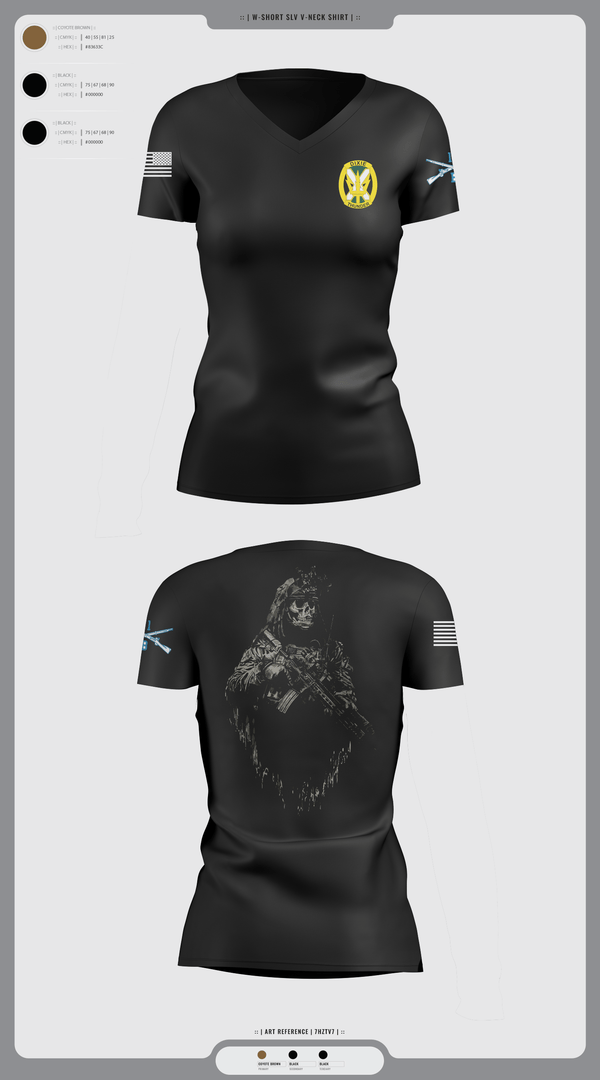 Womens Short Sleeve Vneck Shirt, Charlie Company, National Guard, Teamtime, Team time, sublimation, custom sports apparel, team uniforms, spirit wear, spiritwear, sports uniforms, custom shirts, team store, custom team store, fundraiser sports, apparel fundraiser