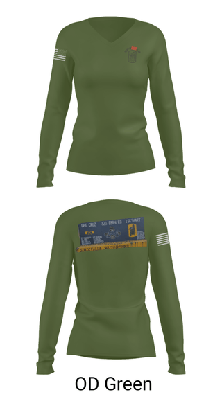 Women's Long Sleeve Vneck Shirt, 323 chem maint, Army, Teamtime, Team time, sublimation, custom sports apparel, team uniforms, spirit wear, spiritwear, sports uniforms, custom shirts, team store, custom team store, fundraiser sports, apparel fundraiser