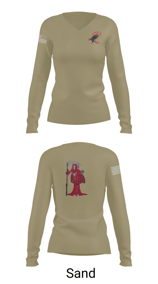 Womens Long Sleeve Vneck Shirt, A Co. 152 BEB, Army, Teamtime, Team time, sublimation, custom sports apparel, team uniforms, spirit wear, spiritwear, sports uniforms, custom shirts, team store, custom team store, fundraiser sports, apparel fundraiser