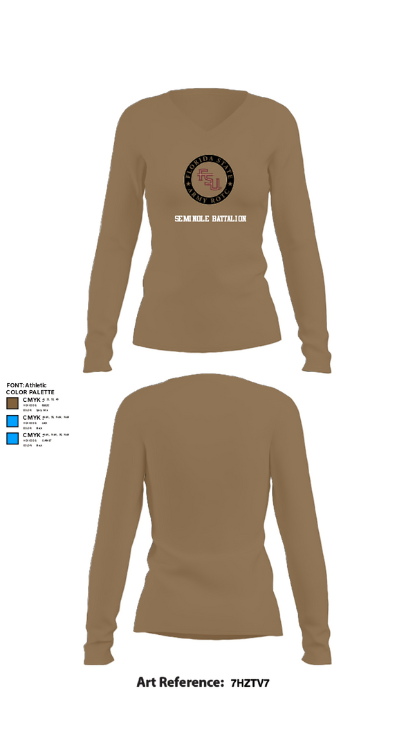 Women's Long Sleeve Vneck Shirt, Seminole Battalion, Army, Teamtime, Team time, sublimation, custom sports apparel, team uniforms, spirit wear, spiritwear, sports uniforms, custom shirts, team store, custom team store, fundraiser sports, apparel fundraiser
