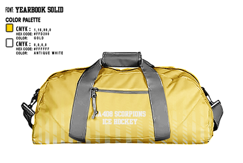 Duffle Bag, SA408 Scorpions, Ice Hockey, Teamtime, Team time, sublimation, custom sports apparel, team uniforms, spirit wear, spiritwear, sports uniforms, custom shirts, team store, custom team store, fundraiser sports, apparel fundraiser