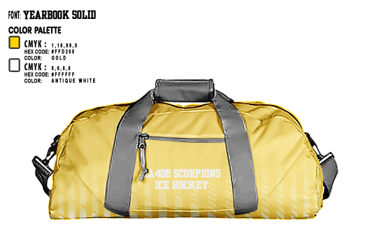 Duffle Bag, SA408 Scorpions, Ice Hockey, Teamtime, Team time, sublimation, custom sports apparel, team uniforms, spirit wear, spiritwear, sports uniforms, custom shirts, team store, custom team store, fundraiser sports, apparel fundraiser