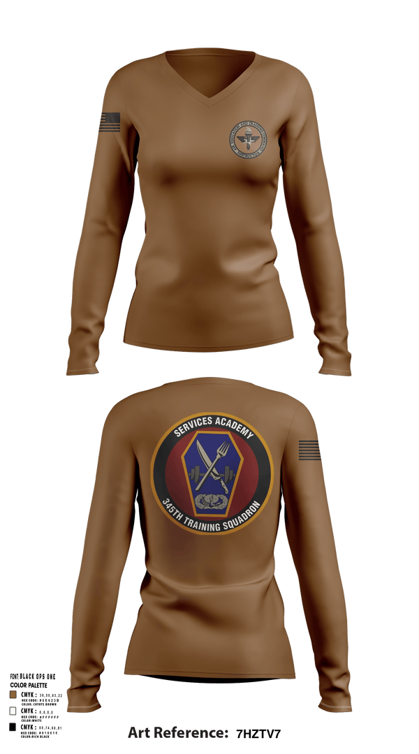 Womens Long Sleeve Vneck Shirt, 345 TRS, Air Force, Teamtime, Team time, sublimation, custom sports apparel, team uniforms, spirit wear, spiritwear, sports uniforms, custom shirts, team store, custom team store, fundraiser sports, apparel fundraiser