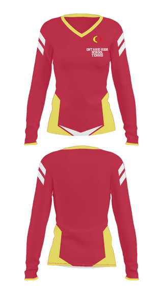 Women's Long Sleeve Vneck Shirt, Ontario High School Tennis, Tennis, Teamtime, Team time, sublimation, custom sports apparel, team uniforms, spirit wear, spiritwear, sports uniforms, custom shirts, team store, custom team store, fundraiser sports, apparel fundraiser