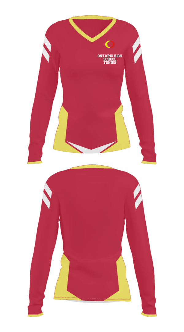 Women's Long Sleeve Vneck Shirt, Ontario High School Tennis, Tennis, Teamtime, Team time, sublimation, custom sports apparel, team uniforms, spirit wear, spiritwear, sports uniforms, custom shirts, team store, custom team store, fundraiser sports, apparel fundraiser