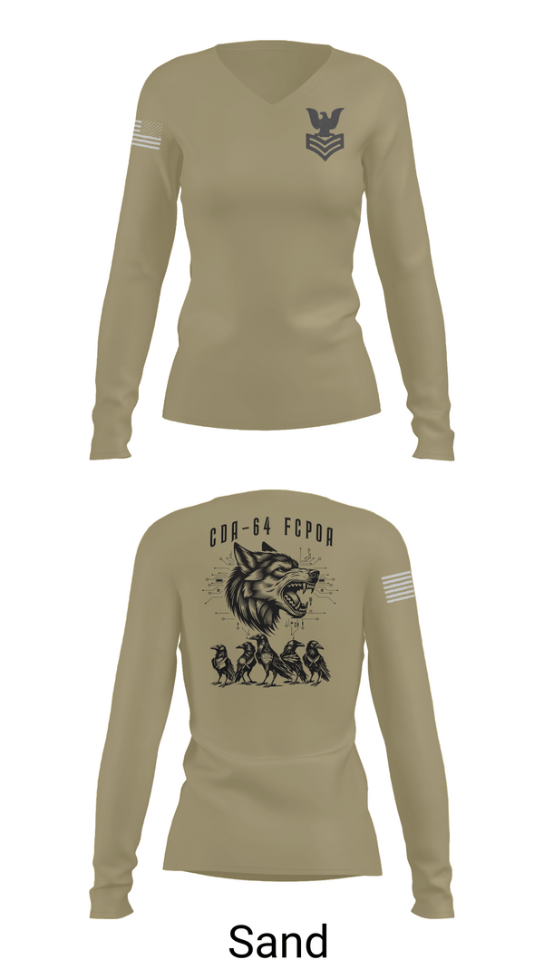 Womens Long Sleeve Vneck Shirt, CDA 64, Navy, Teamtime, Team time, sublimation, custom sports apparel, team uniforms, spirit wear, spiritwear, sports uniforms, custom shirts, team store, custom team store, fundraiser sports, apparel fundraiser