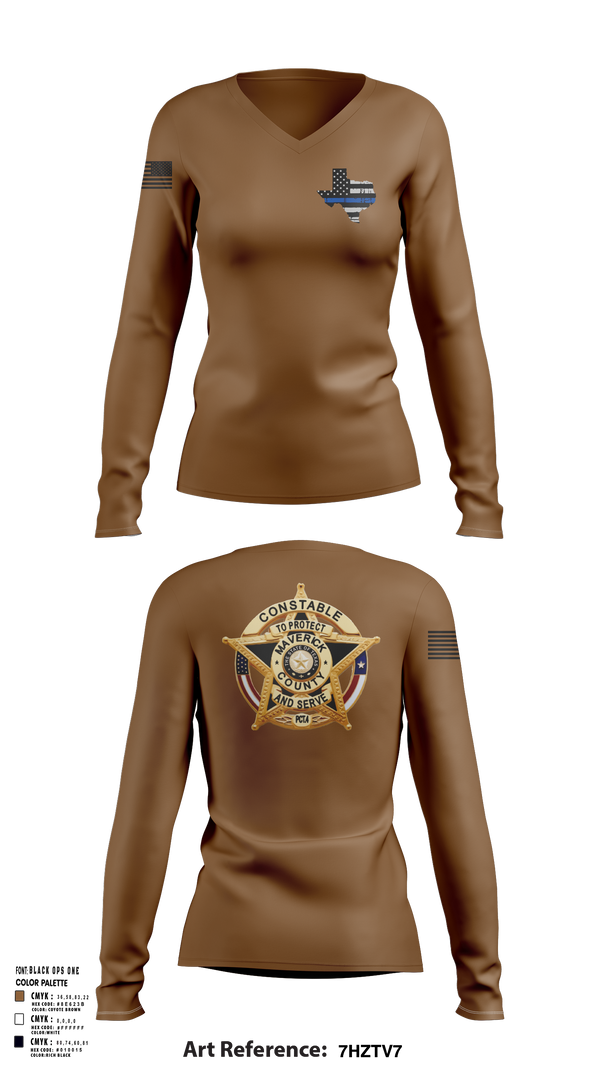 Womens Long Sleeve Vneck Shirt, Maverick County Constable PCT 4, , Teamtime, Team time, sublimation, custom sports apparel, team uniforms, spirit wear, spiritwear, sports uniforms, custom shirts, team store, custom team store, fundraiser sports, apparel fundraiser