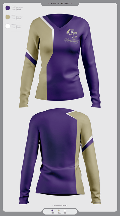 East Coweta High School Wrestling 50868332 Women's Long Sleeve V-neck Shirt - 5