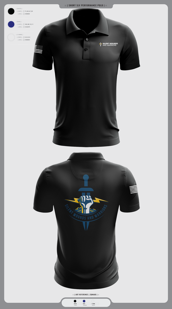Short Sleeve Performance Polo, Silent Wounds and Warriors Foundation, , Teamtime, Team time, sublimation, custom sports apparel, team uniforms, spirit wear, spiritwear, sports uniforms, custom shirts, team store, custom team store, fundraiser sports, apparel fundraiser
