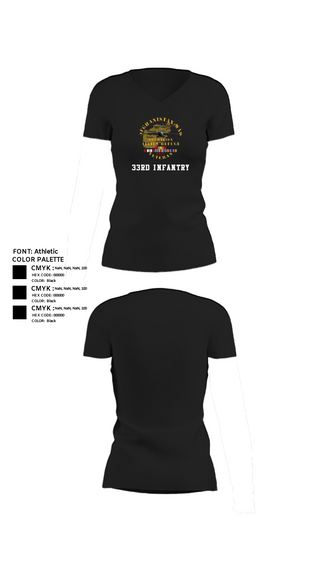 Women's Short Sleeve Vneck Shirt, 33rd Infantry, Army, Teamtime, Team time, sublimation, custom sports apparel, team uniforms, spirit wear, spiritwear, sports uniforms, custom shirts, team store, custom team store, fundraiser sports, apparel fundraiser