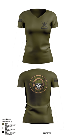 Womens Short Sleeve Vneck Shirt, Bravo Company Det 1 Recruiting and Retention Battalion, National Guard, Teamtime, Team time, sublimation, custom sports apparel, team uniforms, spirit wear, spiritwear, sports uniforms, custom shirts, team store, custom team store, fundraiser sports, apparel fundraiser