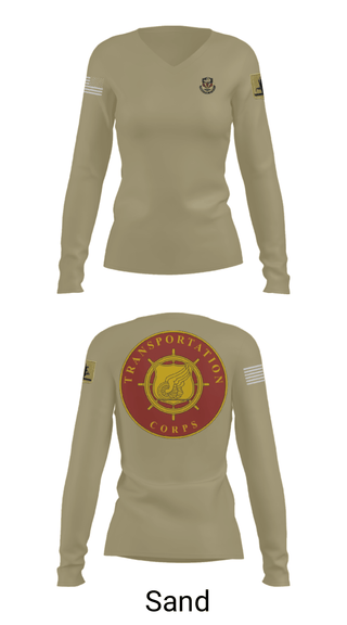 Women's Long Sleeve Vneck Shirt, 189th Transportation Company, , Teamtime, Team time, sublimation, custom sports apparel, team uniforms, spirit wear, spiritwear, sports uniforms, custom shirts, team store, custom team store, fundraiser sports, apparel fundraiser