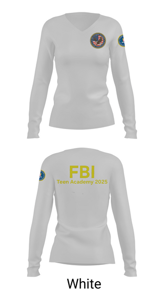 Womens Long Sleeve Vneck Shirt, FBI Citizens Academy, , Teamtime, Team time, sublimation, custom sports apparel, team uniforms, spirit wear, spiritwear, sports uniforms, custom shirts, team store, custom team store, fundraiser sports, apparel fundraiser