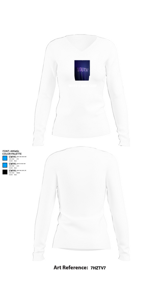 Womens Long Sleeve Vneck Shirt, South’s Boot Camp, , Teamtime, Team time, sublimation, custom sports apparel, team uniforms, spirit wear, spiritwear, sports uniforms, custom shirts, team store, custom team store, fundraiser sports, apparel fundraiser