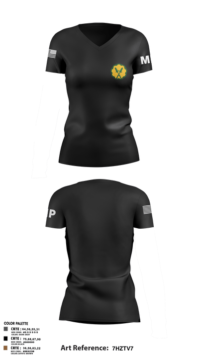 160th mp bn 37897815 Women's Short Sleeve V-neck Shirt - 103