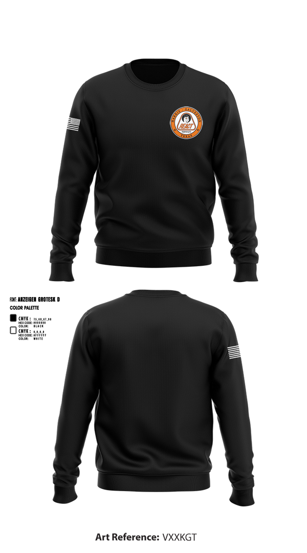 Crew Neck Sweatshirt, Harris/Galveston County REACT, , Teamtime, Team time, sublimation, custom sports apparel, team uniforms, spirit wear, spiritwear, sports uniforms, custom shirts, team store, custom team store, fundraiser sports, apparel fundraiser