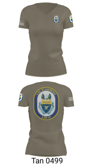 Women's Short Sleeve Vneck Shirt, USS RUSHMORE, Navy, Teamtime, Team time, sublimation, custom sports apparel, team uniforms, spirit wear, spiritwear, sports uniforms, custom shirts, team store, custom team store, fundraiser sports, apparel fundraiser