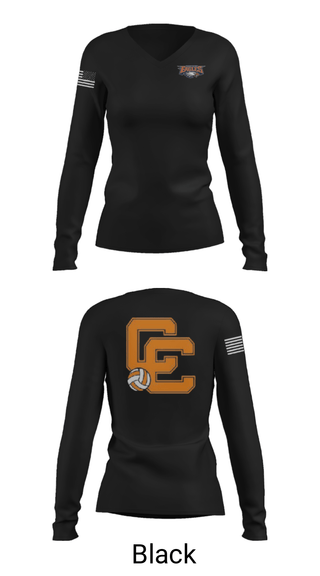 Women's Long Sleeve Vneck Shirt, Clarke County High School Volleyball, Women's Volleyball, Teamtime, Team time, sublimation, custom sports apparel, team uniforms, spirit wear, spiritwear, sports uniforms, custom shirts, team store, custom team store, fundraiser sports, apparel fundraiser