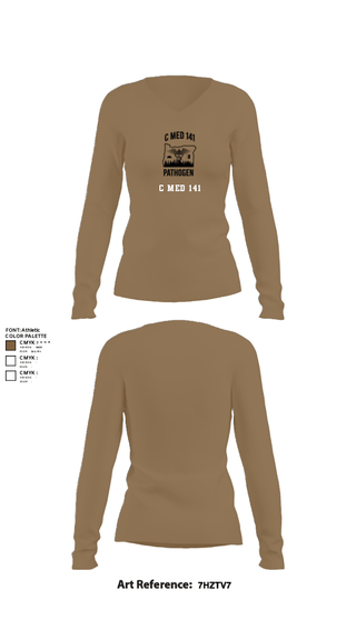 Womens Long Sleeve Vneck Shirt, C MED 141, National Guard, Teamtime, Team time, sublimation, custom sports apparel, team uniforms, spirit wear, spiritwear, sports uniforms, custom shirts, team store, custom team store, fundraiser sports, apparel fundraiser