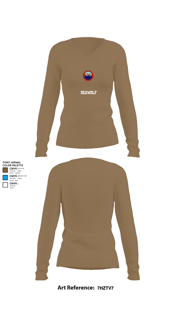 Womens Long Sleeve Vneck Shirt, SEAWOLF, , Teamtime, Team time, sublimation, custom sports apparel, team uniforms, spirit wear, spiritwear, sports uniforms, custom shirts, team store, custom team store, fundraiser sports, apparel fundraiser