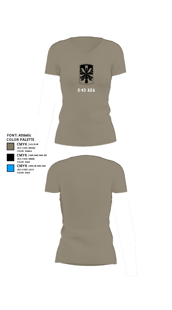 Womens Short Sleeve Vneck Shirt, 2/43 ADA, Army, Teamtime, Team time, sublimation, custom sports apparel, team uniforms, spirit wear, spiritwear, sports uniforms, custom shirts, team store, custom team store, fundraiser sports, apparel fundraiser