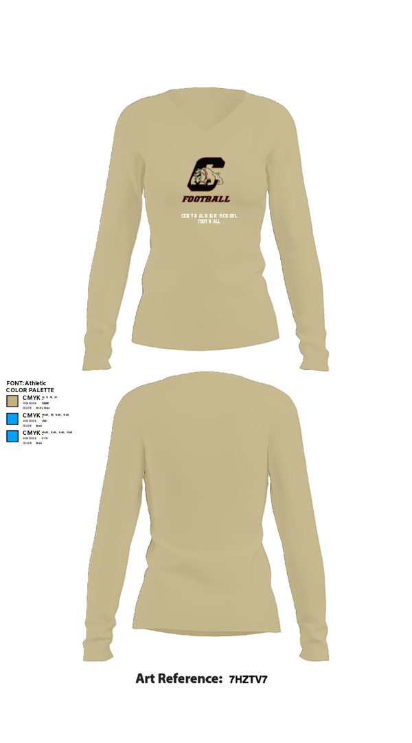 Women's Long Sleeve Vneck Shirt, Central High School Football, Football, Teamtime, Team time, sublimation, custom sports apparel, team uniforms, spirit wear, spiritwear, sports uniforms, custom shirts, team store, custom team store, fundraiser sports, apparel fundraiser