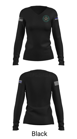 Women's Long Sleeve Vneck Shirt, BSO Explorers, Police, Teamtime, Team time, sublimation, custom sports apparel, team uniforms, spirit wear, spiritwear, sports uniforms, custom shirts, team store, custom team store, fundraiser sports, apparel fundraiser