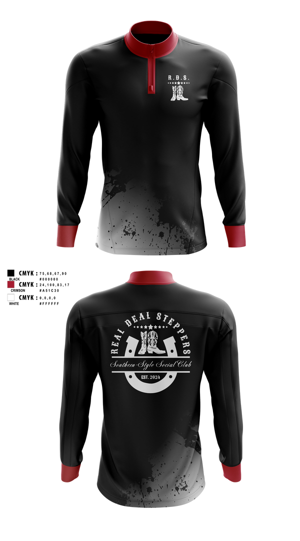 Quarter Zip Jacket, Real Deal Steppers, Spirit Store, Teamtime, Team time, sublimation, custom sports apparel, team uniforms, spirit wear, spiritwear, sports uniforms, custom shirts, team store, custom team store, fundraiser sports, apparel fundraiser