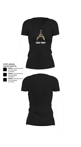 Womens Short Sleeve Vneck Shirt, Grim Troop, Army, Teamtime, Team time, sublimation, custom sports apparel, team uniforms, spirit wear, spiritwear, sports uniforms, custom shirts, team store, custom team store, fundraiser sports, apparel fundraiser