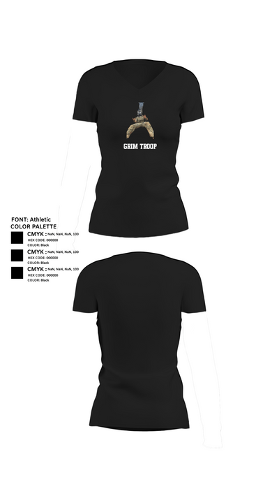 Grim Troop 61547522 Women's Short Sleeve V-neck Shirt - 24