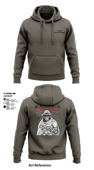 Hoodie, 3/2CR Killer Troop, Army, Teamtime, Team time, sublimation, custom sports apparel, team uniforms, spirit wear, spiritwear, sports uniforms, custom shirts, team store, custom team store, fundraiser sports, apparel fundraiser