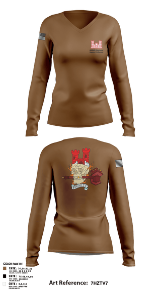 Womens Long Sleeve Vneck Shirt, 642nd Engineer Support Company642ND Engineer Support Company, Army, Teamtime, Team time, sublimation, custom sports apparel, team uniforms, spirit wear, spiritwear, sports uniforms, custom shirts, team store, custom team store, fundraiser sports, apparel fundraiser