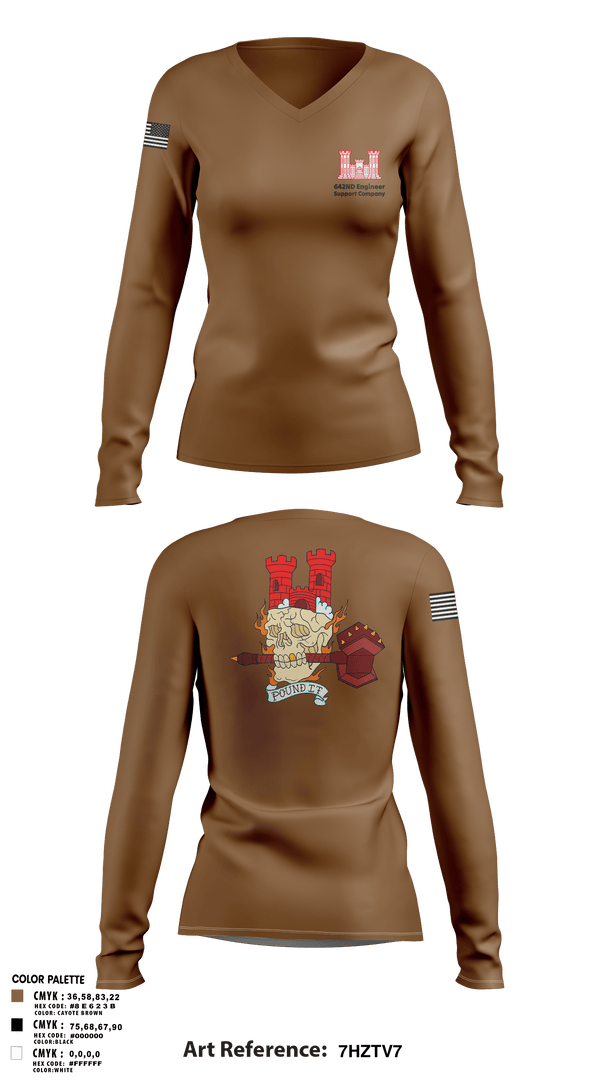 Womens Long Sleeve Vneck Shirt, 642nd Engineer Support Company642ND Engineer Support Company, Army, Teamtime, Team time, sublimation, custom sports apparel, team uniforms, spirit wear, spiritwear, sports uniforms, custom shirts, team store, custom team store, fundraiser sports, apparel fundraiser