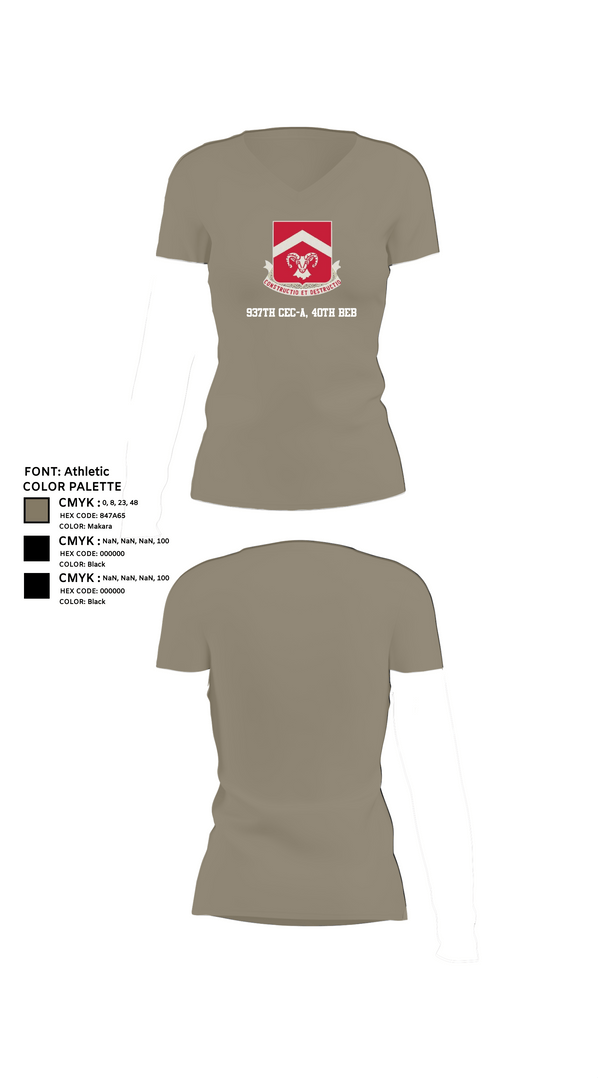 Womens Short Sleeve Vneck Shirt, 937th CEC-A, 40th BEB, Army, Teamtime, Team time, sublimation, custom sports apparel, team uniforms, spirit wear, spiritwear, sports uniforms, custom shirts, team store, custom team store, fundraiser sports, apparel fundraiser