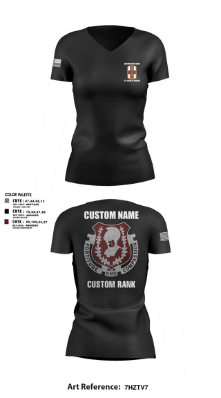 Womens Short Sleeve Vneck Shirt, 1st Medical Brigade, , Teamtime, Team time, sublimation, custom sports apparel, team uniforms, spirit wear, spiritwear, sports uniforms, custom shirts, team store, custom team store, fundraiser sports, apparel fundraiser