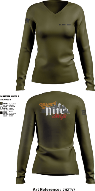 Womens Long Sleeve Vneck Shirt, Air Station Miami, Coast Guard, Teamtime, Team time, sublimation, custom sports apparel, team uniforms, spirit wear, spiritwear, sports uniforms, custom shirts, team store, custom team store, fundraiser sports, apparel fundraiser