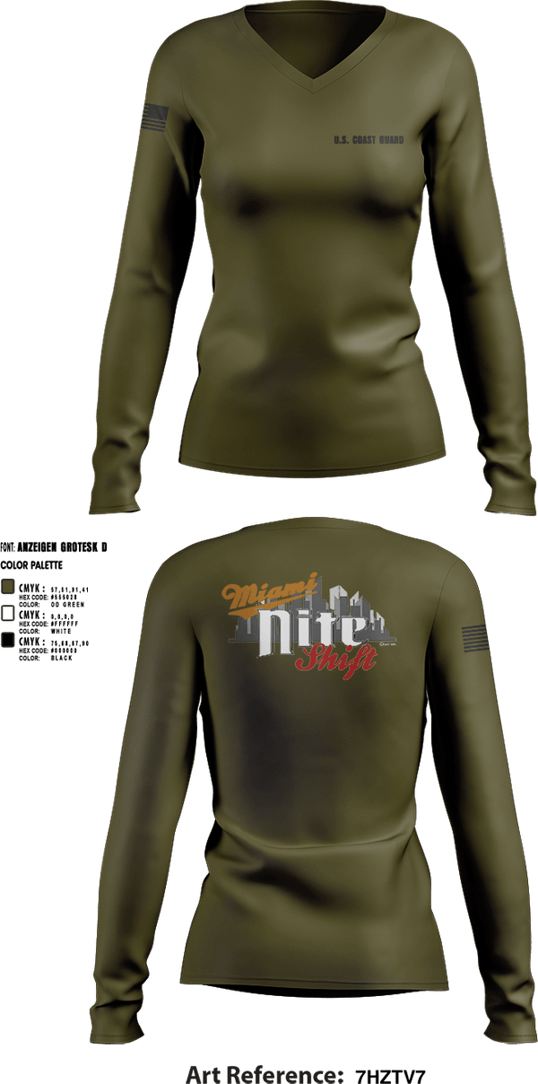 Womens Long Sleeve Vneck Shirt, Air Station Miami, Coast Guard, Teamtime, Team time, sublimation, custom sports apparel, team uniforms, spirit wear, spiritwear, sports uniforms, custom shirts, team store, custom team store, fundraiser sports, apparel fundraiser