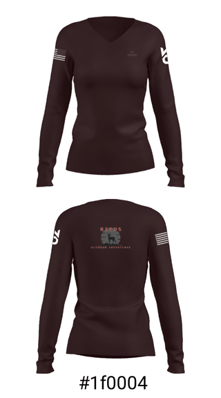 Women's Long Sleeve Vneck Shirt, Reeds Outdoor Adventures, , Teamtime, Team time, sublimation, custom sports apparel, team uniforms, spirit wear, spiritwear, sports uniforms, custom shirts, team store, custom team store, fundraiser sports, apparel fundraiser