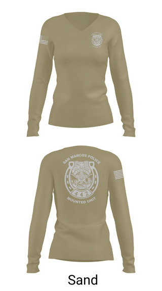 Womens Long Sleeve Vneck Shirt, San Marcos Police Mounted Unit, , Teamtime, Team time, sublimation, custom sports apparel, team uniforms, spirit wear, spiritwear, sports uniforms, custom shirts, team store, custom team store, fundraiser sports, apparel fundraiser