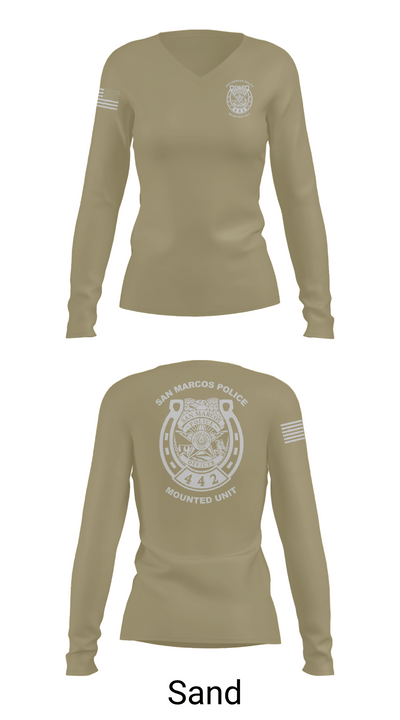 San Marcos Police Mounted Unit 48191371 Women's Long Sleeve V-neck Shirt - 92