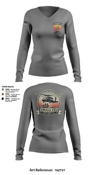 Womens Long Sleeve Vneck Shirt 1, A/2135th GSAB “SMUGGLERS”, Army, Teamtime, Team time, sublimation, custom sports apparel, team uniforms, spirit wear, spiritwear, sports uniforms, custom shirts, team store, custom team store, fundraiser sports, apparel fundraiser