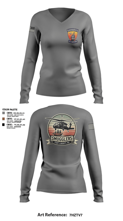 A/2135th GSAB “SMUGGLERS” 66831514 Women's Long Sleeve V-neck Shirt -1 111