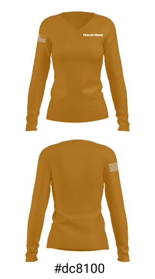 Women's Long Sleeve Vneck Shirt, Hazardous, , Teamtime, Team time, sublimation, custom sports apparel, team uniforms, spirit wear, spiritwear, sports uniforms, custom shirts, team store, custom team store, fundraiser sports, apparel fundraiser