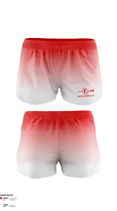 Womens Shorts, Fairfield Lacrosse Club, Women's Lacrosse, Teamtime, Team time, sublimation, custom sports apparel, team uniforms, spirit wear, spiritwear, sports uniforms, custom shirts, team store, custom team store, fundraiser sports, apparel fundraiser