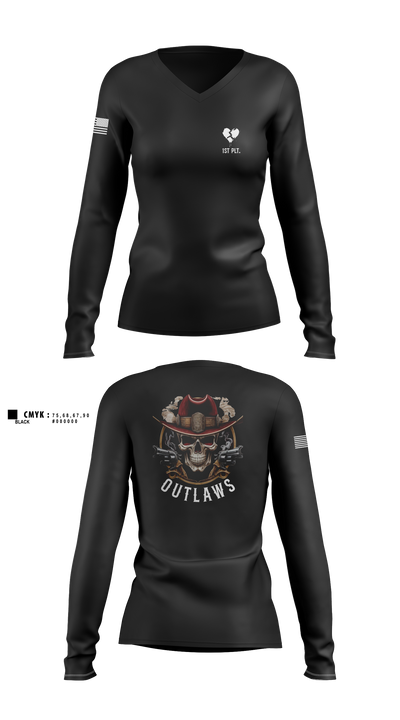 Outlaw Platoon 57260663 Women's Long Sleeve V-neck Shirt - 1