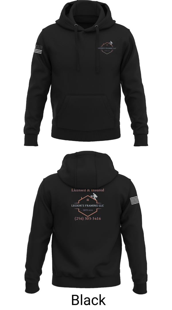 Hoodie, LEGION'S FRAMING LLC, , Teamtime, Team time, sublimation, custom sports apparel, team uniforms, spirit wear, spiritwear, sports uniforms, custom shirts, team store, custom team store, fundraiser sports, apparel fundraiser