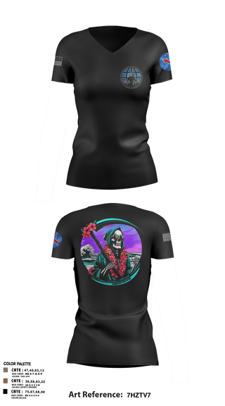 Womens Short Sleeve Vneck Shirt, REAPERS, FT SHAFTER, , Teamtime, Team time, sublimation, custom sports apparel, team uniforms, spirit wear, spiritwear, sports uniforms, custom shirts, team store, custom team store, fundraiser sports, apparel fundraiser
