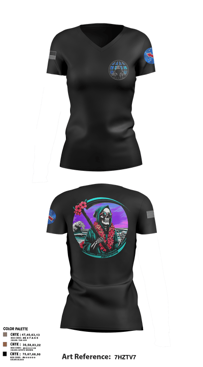 REAPERS, FT SHAFTER 63519061 Women's Short Sleeve V-neck Shirt - 3