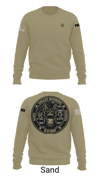 Crew Neck Sweatshirt, VALLEY K9, , Teamtime, Team time, sublimation, custom sports apparel, team uniforms, spirit wear, spiritwear, sports uniforms, custom shirts, team store, custom team store, fundraiser sports, apparel fundraiser